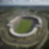 Aerial view of Gulfstream Park racetrack showcasing the track layout and surroundings