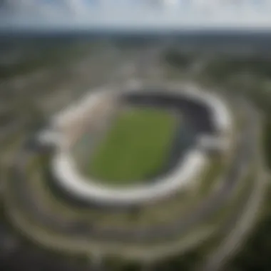 Aerial view of Gulfstream Park racetrack showcasing the track layout and surroundings