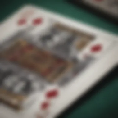 Close-up view of various playing cards showcasing different suits