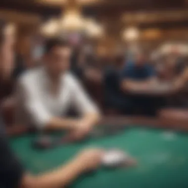 A poker table in action, capturing the dynamic atmosphere of a casino setting