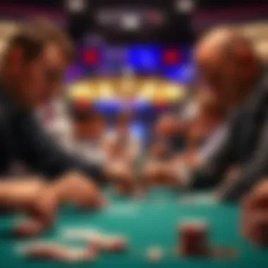 An intense moment in double hand poker with players focused on their cards.