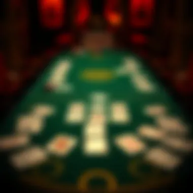 Detailed layout of double hand poker table with unique card arrangements.