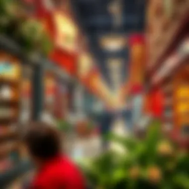 Vibrant shopping area filled with unique boutiques