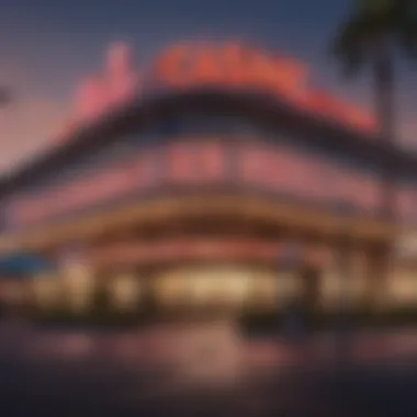 Exterior view of a casino in San Bernardino County showcasing its vibrant signage