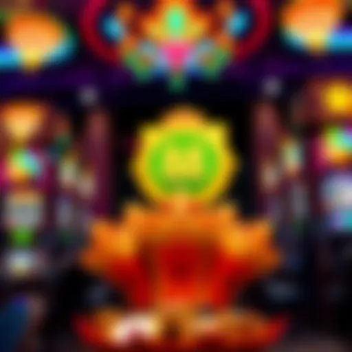Colorful symbols of fortune in a casino setting