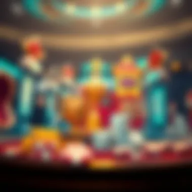 A vibrant illustration depicting various genres of cash prize games