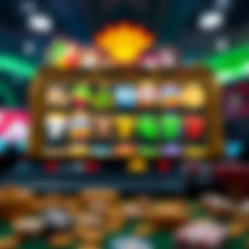 A vibrant online slot interface showcasing various themes and symbols.