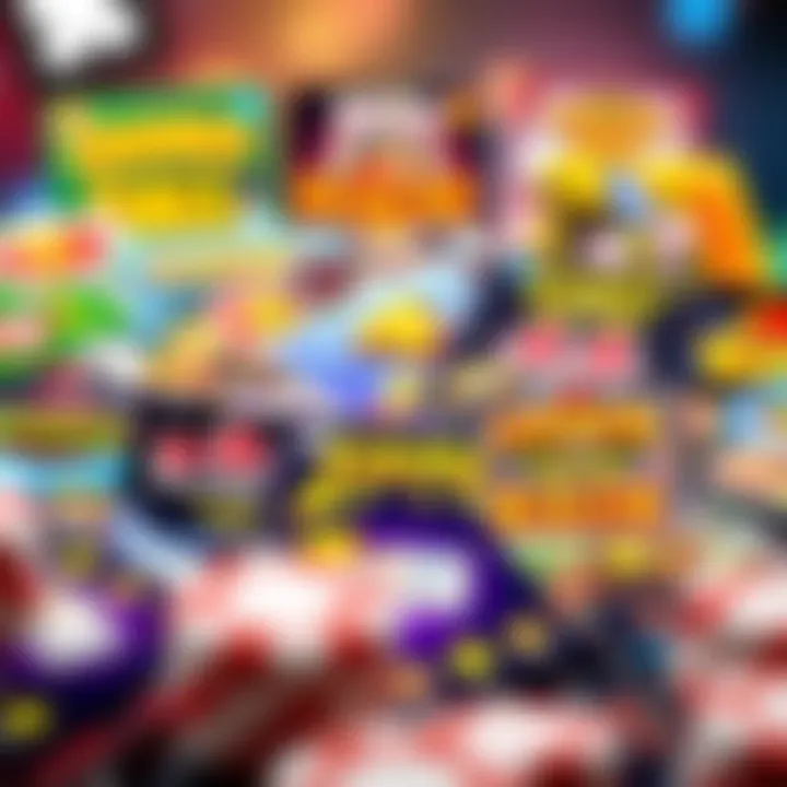 Visual representation of various scratchcard designs showcasing their vibrant graphics.