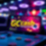 Vibrant mobile gaming interface showing GCash integration