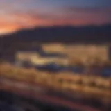 Panoramic view of the Primm hotel casinos at sunset