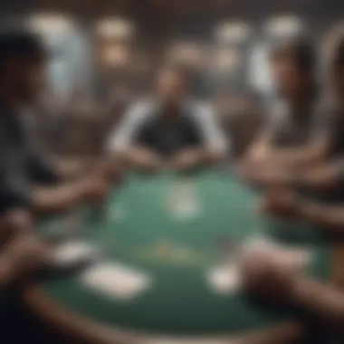 A dynamic multi-hand poker game scene with focus on player decisions