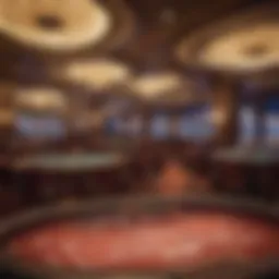 Luxurious casino interior with vibrant poker tables