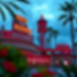 Exterior view of Red Hawk Casino showcasing its vibrant architecture