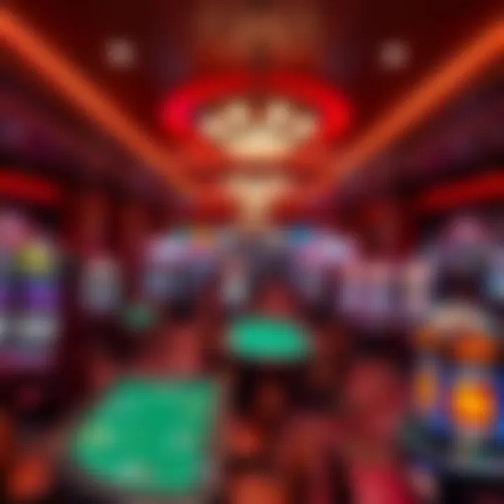 Luxurious gaming floor filled with gaming tables and slot machines