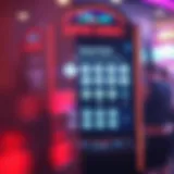 A digital superball keno machine displaying game options