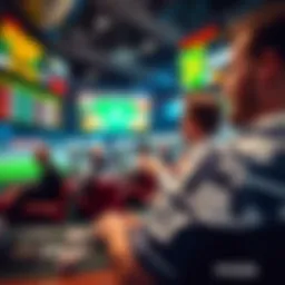 Exciting sports betting scene with vibrant graphics