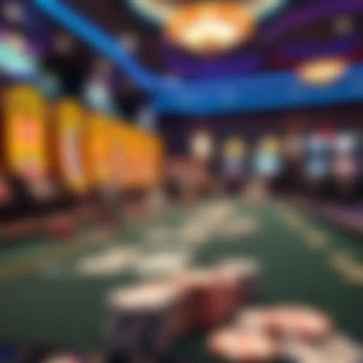 A table featuring various gaming options including poker chips and cards in a Colorado casino