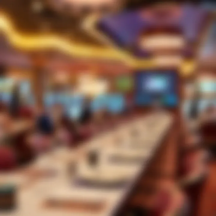 A lively dining area within a casino, showcasing culinary delights