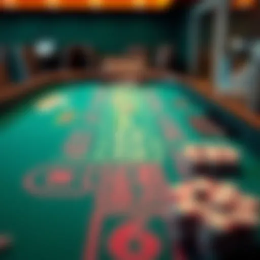 Close-up of a small craps table showcasing its unique layout