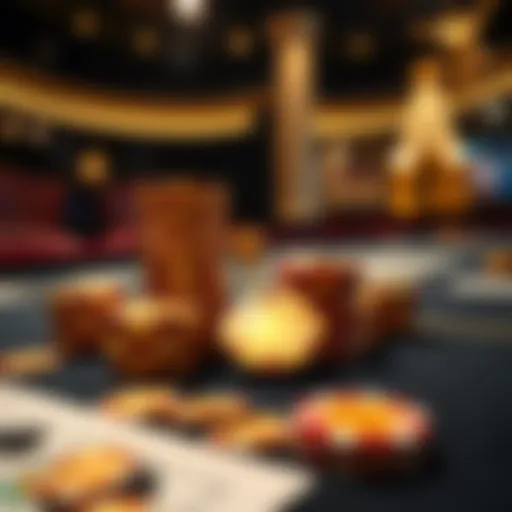 A luxurious poker table with golden chips