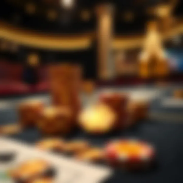 A luxurious poker table with golden chips