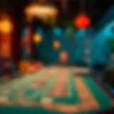 A traditional Chinese gambling table with various betting games displayed