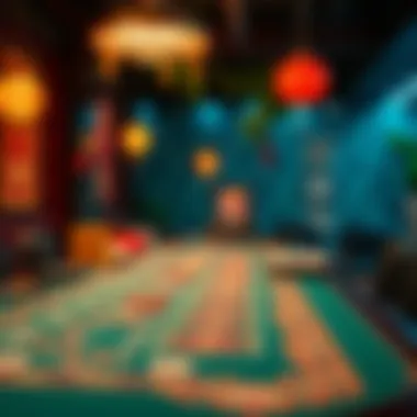 A traditional Chinese gambling table with various betting games displayed