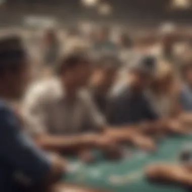 Spectators engaged in betting activities at the race track