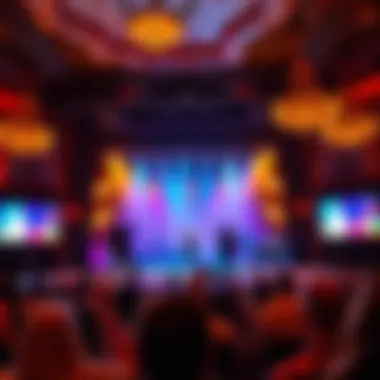 Live entertainment stage with performers and lively audience