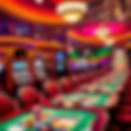 Luxurious casino interior showcasing vibrant gaming tables
