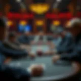 High-stakes poker table with professional players engaged in a game