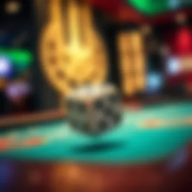 A close-up of dice being thrown on the craps table