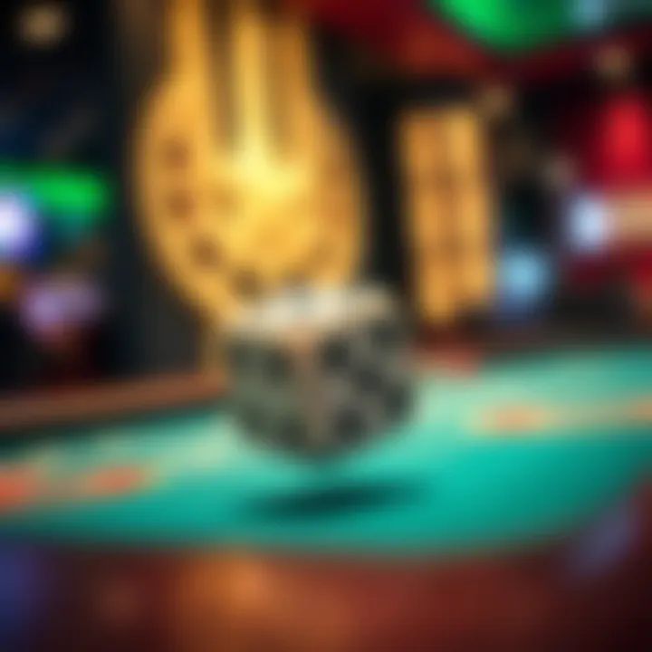 A close-up of dice being thrown on the craps table