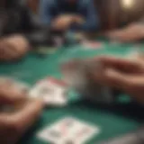 A vibrant poker table with chips and cards