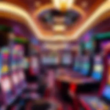 Gaming area featuring various slot machines and table games
