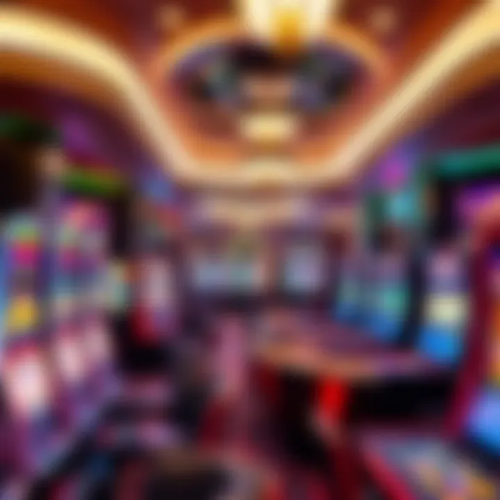 Gaming area featuring various slot machines and table games