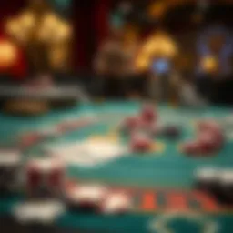 Blackjack table with cards and chips