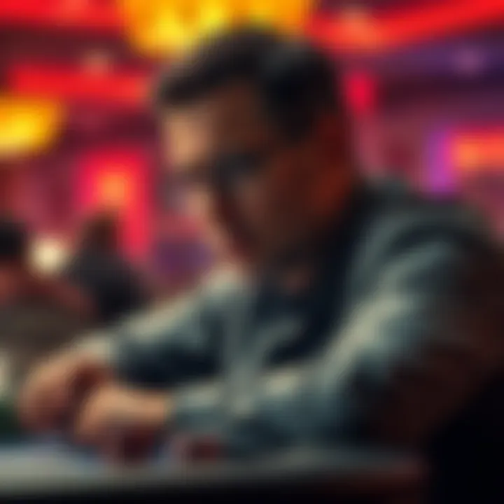 A strategic poker player contemplating their next move