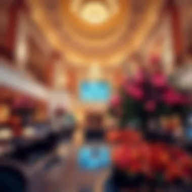 A stunning view of the Bellagio's grand lobby adorned with beautiful floral arrangements