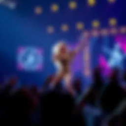 Lady Gaga performing on stage at MGM Las Vegas, captivating the audience with her energy.