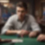 A player contemplating their next move in a game of Mississippi Stud Poker