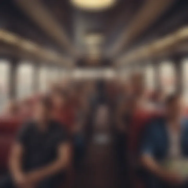 An interior view of a luxurious bus filled with excited passengers heading to the casino.