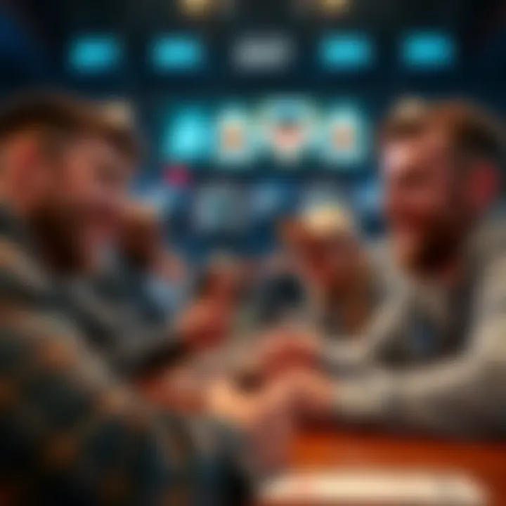 Friends engaging in NCAA bracket challenge