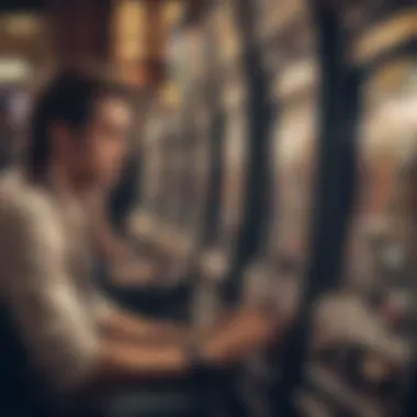 Close-up of a player interacting with a modern slot machine