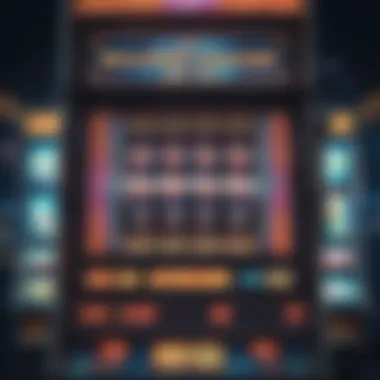 Vibrant slot machine display with colorful lights