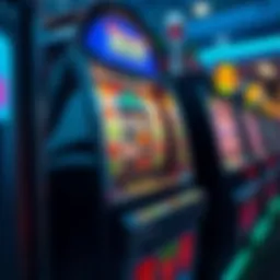 A close-up of a vibrant penny slot machine highlighting its intricate design and colorful reels.