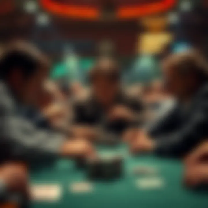 An intense poker table scene with players focused on their cards