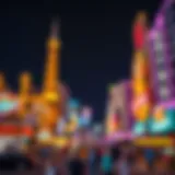 Dynamic view of the Las Vegas Strip at night showcasing vibrant casino lights and excitement