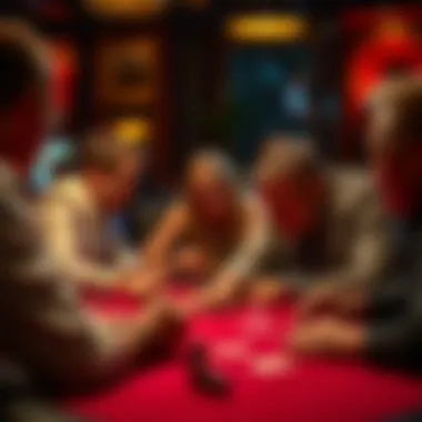 A tense moment at a poker table showcasing strategic bluffing techniques