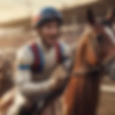 A close-up of a jockey celebrating a magnificent victory.